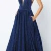 Juliet 201 Plunging V-Neckline Long Glitter Dress A-Line(Plunging V Neckline Long Glitter Prom Dress Navy Blue A Line) -Dress Promotion Store 201 juliet navy blue 6fe7a627 7823 4456 8bb4 bfffd62d2568