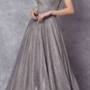 Juliet 204 Criss Cross Back Ball Gown Style Glitter Dress(Criss Cross Back Ball Gown Style Glitter Prom Dress Silver)