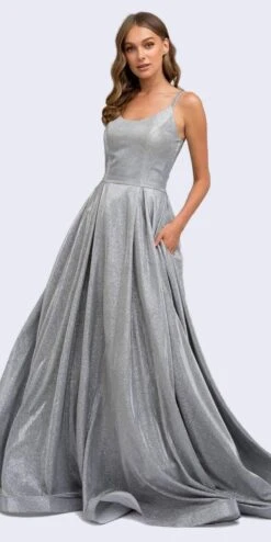 Juliet 206 Long A-Line Glitter Gown Side Pockets(Juliet 206 Long A Line Glitter Silver Prom Gown Side Pockets) -Dress Promotion Store 206 juliet silver