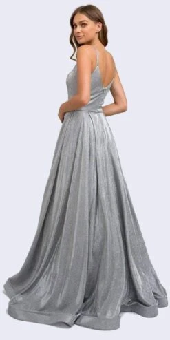 Juliet 206 Long A-Line Glitter Gown Side Pockets(Juliet 206 Long A Line Glitter Silver Prom Gown Side Pockets) -Dress Promotion Store 206 juliet silver back