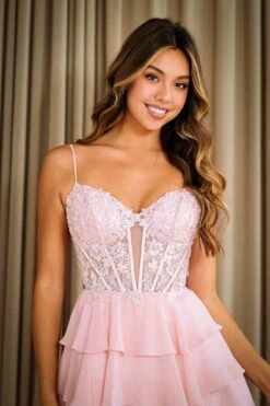 Amelia Couture 2062s Short A-Line Dress Tiered Skirt Sweetheart Bodice(Amelia Couture 2062s Short A Line Dress Tiered Skirt Sweetheart Bodice) -Dress Promotion Store 2062S BLUSH 3