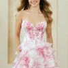 Amelia Couture 2069s Floral Print Ruffled Short A-Line Strapless Dress(Amelia Couture 2069s Floral Print Ruffled Short A Line Strapless Dress)