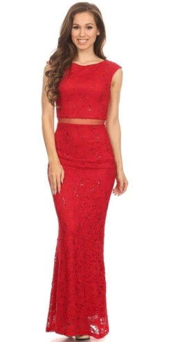 Eureka 2085 Mock Two-Piece Mermaid Gown Lace With Sequins(Mock Two Piece Mermaid Prom Gown Lace With Sequins Burgundy) -Dress Promotion Store 2085 eureka red dress 5aa9e31a 31f4 421b 966f b4e717bf5de9