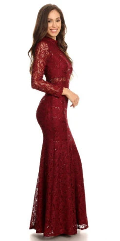 Eureka 2095 Long Sleeve Lace Dress Mock 2-Piece High Neck(Long Sleeve Lace Full Length Dress Burgundy Mock 2 Piece High Neck) -Dress Promotion Store 2095 eureka dress burgundy side 467c4fc8 a2f1 4bba a387 5acfada62ca5