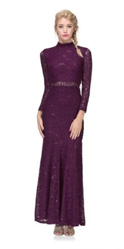 Eureka 2095 Long Sleeve Lace Dress Mock 2-Piece High Neck(Long Sleeve Lace Full Length Dress Burgundy Mock 2 Piece High Neck) -Dress Promotion Store 2095 eureka fashion plum 8671c255 0e6f 4fb9 8fc7 5ea5535724f6