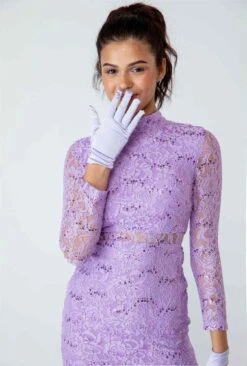 CLEARANCE - Eureka 2095 Long Sleeve Lace Dress Mock 2-Piece High Neck (Size Medium)(Clearance Eureka 2095 Long Sleeve Lace Dress Mock 2 Piece High Neck Size Medium) -Dress Promotion Store 2095Lilac 1 1