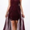 La Scala 23984 High Low Overlay Lace Dress(High Low Overlay Lace Dress By La Scala 23984) -Dress Promotion Store 23984 burgundy