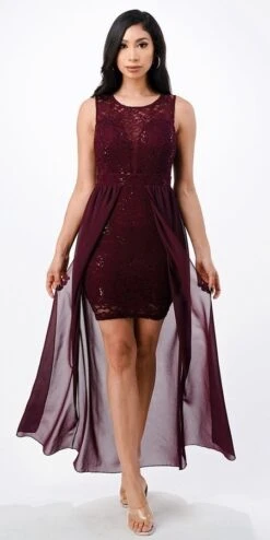 La Scala 23984 High Low Overlay Lace Dress(High Low Overlay Lace Dress By La Scala 23984)