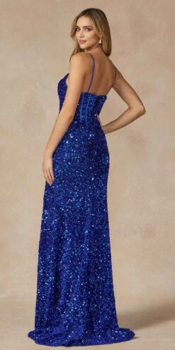 Juliet 2408 Floor Length Velvet Sequin Gown With Corset Bodice And Slit(Juliet 2408 Floor Length Velvet Sequin Gown With Corset Bodice And Slit) 36 Juliet 2408 Floor Length Velvet Sequin Gown With Corset Bodice And Slit(Juliet 2408 Floor Length Velvet Sequin Gown With Corset Bodice And Slit) -Dress Promotion Store 2408 ROYALBLUE BACK