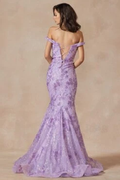 Juliet 2412 Mermaid Gown Plunging Deep V Illusion Neckline Off The Shoulder(Juliet 2412 Mermaid Gown Plunging Deep V Illusion Neckline Off The Shoulder) -Dress Promotion Store 2412 lilac back