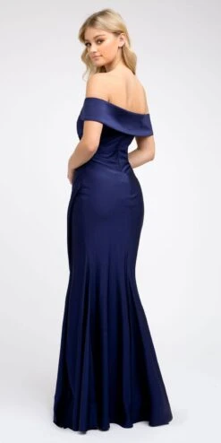Juliet 245 Off-Shoulder Fit And Flare Long Formal Dress(Off Shoulder Fit And Flare Long Prom Dress Burgundy With Slit) 13 Juliet 245 Off-Shoulder Fit And Flare Long Formal Dress(Off Shoulder Fit And Flare Long Prom Dress Burgundy With Slit) -Dress Promotion Store 245 juliet navy blue back