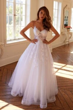 Juliet JT2482SW Floor Length A-Line Lace/Tulle Wedding Ball Gown(Juliet Jt2482sw Floor Length A Line Lace Tulle Wedding Ball Gown) -Dress Promotion Store 2482OFFWHITE0034