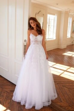 Juliet JT2482SW Floor Length A-Line Lace/Tulle Wedding Ball Gown(Juliet Jt2482sw Floor Length A Line Lace Tulle Wedding Ball Gown) -Dress Promotion Store 2482OFFWHITE0082