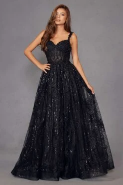 Juliet JT2495A Long A-Line Floral Lace Evening Gown(Juliet Jt2495a Long A Line Floral Lace Evening Gown) 22 Juliet JT2495A Long A-Line Floral Lace Evening Gown(Juliet Jt2495a Long A Line Floral Lace Evening Gown) -Dress Promotion Store 2495ABLACK 1