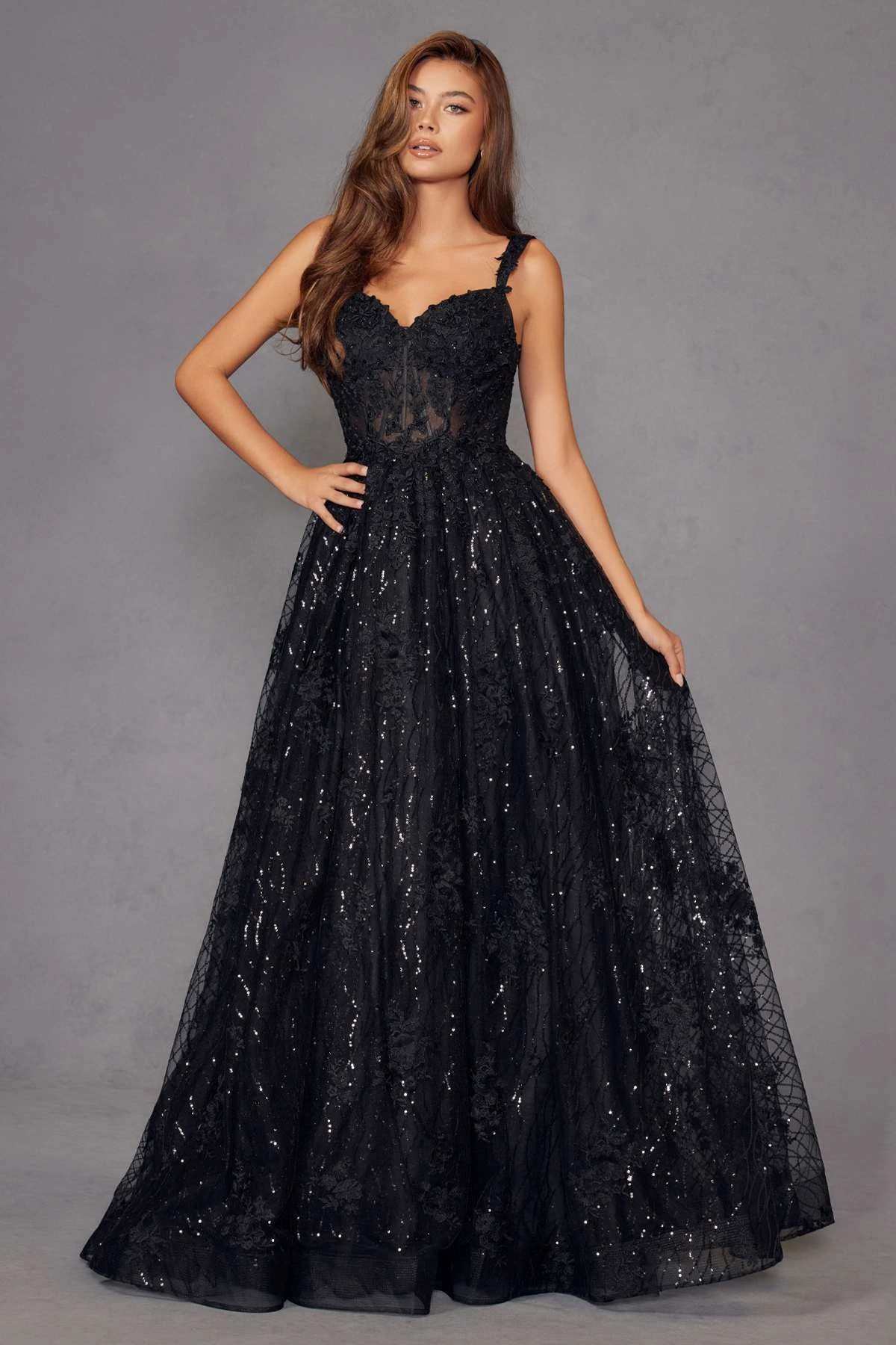 Juliet JT2495A Long A-Line Floral Lace Evening Gown(Juliet Jt2495a Long A Line Floral Lace Evening Gown) 11 Juliet JT2495A Long A-Line Floral Lace Evening Gown(Juliet Jt2495a Long A Line Floral Lace Evening Gown) - Image 9