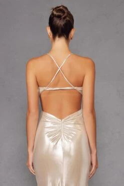 Juliet JT2502A Dress Long Halter Neck Fitted Metallic Gown(Juliet Jt2502a Dress Long Halter Neck Fitted Metallic Gown) -Dress Promotion Store 2502CHAMPAGNE 4