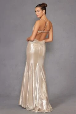Juliet JT2502A Dress Long Halter Neck Fitted Metallic Gown(Juliet Jt2502a Dress Long Halter Neck Fitted Metallic Gown) -Dress Promotion Store 2502CHAMPAGNE 5