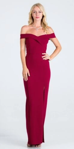 La Scala 25078 Off-the-Shoulder Long Fitted Dress With Slit(La Scala 25078 Off The Shoulder Long Formal Dress With Slit) -Dress Promotion Store 25078 la scala burgundy f2ca7a53 62ed 4cda 99d6 fe3e50e6681a
