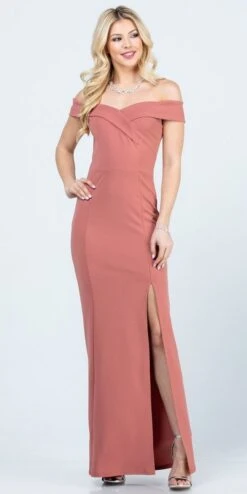 La Scala 25078 Off-the-Shoulder Long Fitted Dress With Slit(La Scala 25078 Off The Shoulder Long Formal Dress With Slit) -Dress Promotion Store 25078 la scala dark