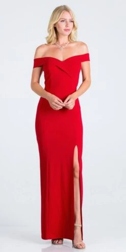 La Scala 25078 Off-the-Shoulder Long Fitted Dress With Slit(La Scala 25078 Off The Shoulder Long Formal Dress With Slit) -Dress Promotion Store 25078 la scala red 3c1f28a1 a59b 4d0b bf45 299e472c159d
