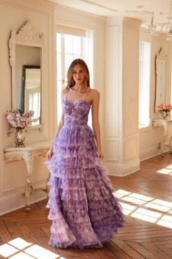Juliet JT2508A Sweetheart Keyhole Neckline Ruffled Tier Skirt Gown(Juliet Jt2508a Sweetheart Keyhole Neckline Ruffled Tier Skirt Gown) -Dress Promotion Store 2508ALILAC0802