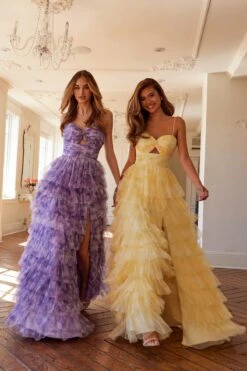 Juliet JT2508A Sweetheart Keyhole Neckline Ruffled Tier Skirt Gown(Juliet Jt2508a Sweetheart Keyhole Neckline Ruffled Tier Skirt Gown) -Dress Promotion Store 2508AYELLOW0889