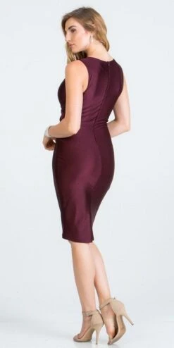 La Scala 25196 Bodycon V-Neck Short Cocktail Dress Sleeveless(La Scala 25196 V Neck Short Cocktail Dress Sleeveless) -Dress Promotion Store 25196 la scala dark burgundy back c0cde7fc ac2a 41d3 b5a0 e7a39fb059a3