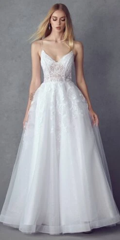 Juliet JT2482SW Floor Length A-Line Lace/Tulle Wedding Ball Gown(Juliet Jt2482sw Floor Length A Line Lace Tulle Wedding Ball Gown) -Dress Promotion Store 251 OffWhite Front