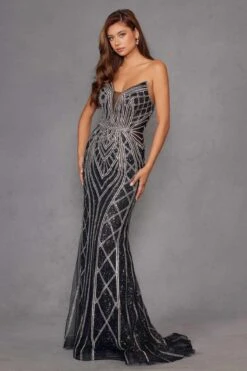 Juliet JT2525L Luxury High End Strapless Fitted Evening Gown(Juliet Jt2525l Luxury High End Strapless Fitted Evening Gown) -Dress Promotion Store 2525LBLACKSILVER 8