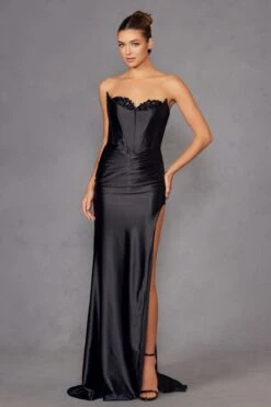 Juliet JT2527L Dress Long Strapless Sweetheart Satin Gown(Juliet Jt2527l Dress Long Strapless Sweetheart Satin Gown) 13 Juliet JT2527L Dress Long Strapless Sweetheart Satin Gown(Juliet Jt2527l Dress Long Strapless Sweetheart Satin Gown) -Dress Promotion Store 2527LBLACK 1