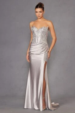 Juliet JT2536K Strapless Sweetheart Corset Back Fitted Satin Prom Gown(Juliet Jt2536k Strapless Sweetheart Corset Back Fitted Satin Prom Gown) 33 Juliet JT2536K Strapless Sweetheart Corset Back Fitted Satin Prom Gown(Juliet Jt2536k Strapless Sweetheart Corset Back Fitted Satin Prom Gown) -Dress Promotion Store 2536KSILVER 4