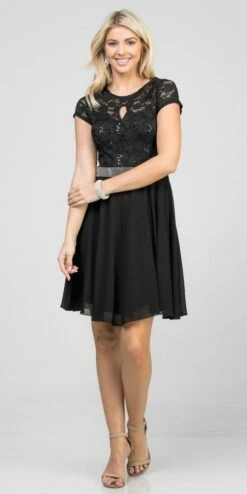 La Scala 25390 Embellished Waist Short A-Line Cocktail Dress(Embellished Waist Short Cocktail Dress Black) -Dress Promotion Store 25390 la scala black full 3c63db0f 073f 44ca 9eb9 44194855ac25