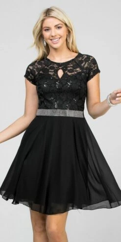 La Scala 25390 Embellished Waist Short A-Line Cocktail Dress(Embellished Waist Short Cocktail Dress Black) -Dress Promotion Store 25390 la scala black 06cc6964 c390 4bf9 a5fe 0e5b1b88d3a0