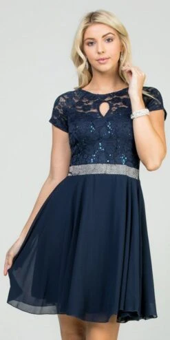 La Scala 25390 Embellished Waist Short A-Line Cocktail Dress(Embellished Waist Short Cocktail Dress Black) -Dress Promotion Store 25390 la scala navy blue 67970a9d 9e99 490b 88fa 86f506ef0b75