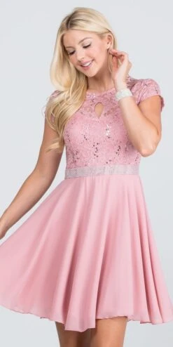 La Scala 25390 Embellished Waist Short A-Line Cocktail Dress(Embellished Waist Short Cocktail Dress Black) -Dress Promotion Store 25390 la scala new blush min