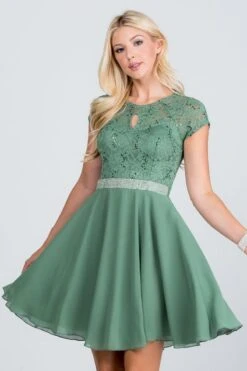 La Scala 25390 Embellished Waist Short A-Line Cocktail Dress(Embellished Waist Short Cocktail Dress Black) -Dress Promotion Store 25390 la scala sage zoom 693ff1b4 0151 4ec7 be05 cde001895ffc