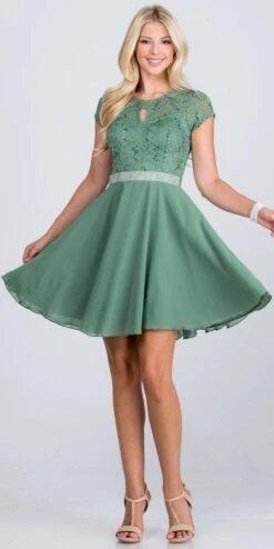 La Scala 25390 Embellished Waist Short A-Line Cocktail Dress(Embellished Waist Short Cocktail Dress Black) -Dress Promotion Store 25390 la scala sage c4baff5a 294a 4e06 8daf 4f066b3f7a4d