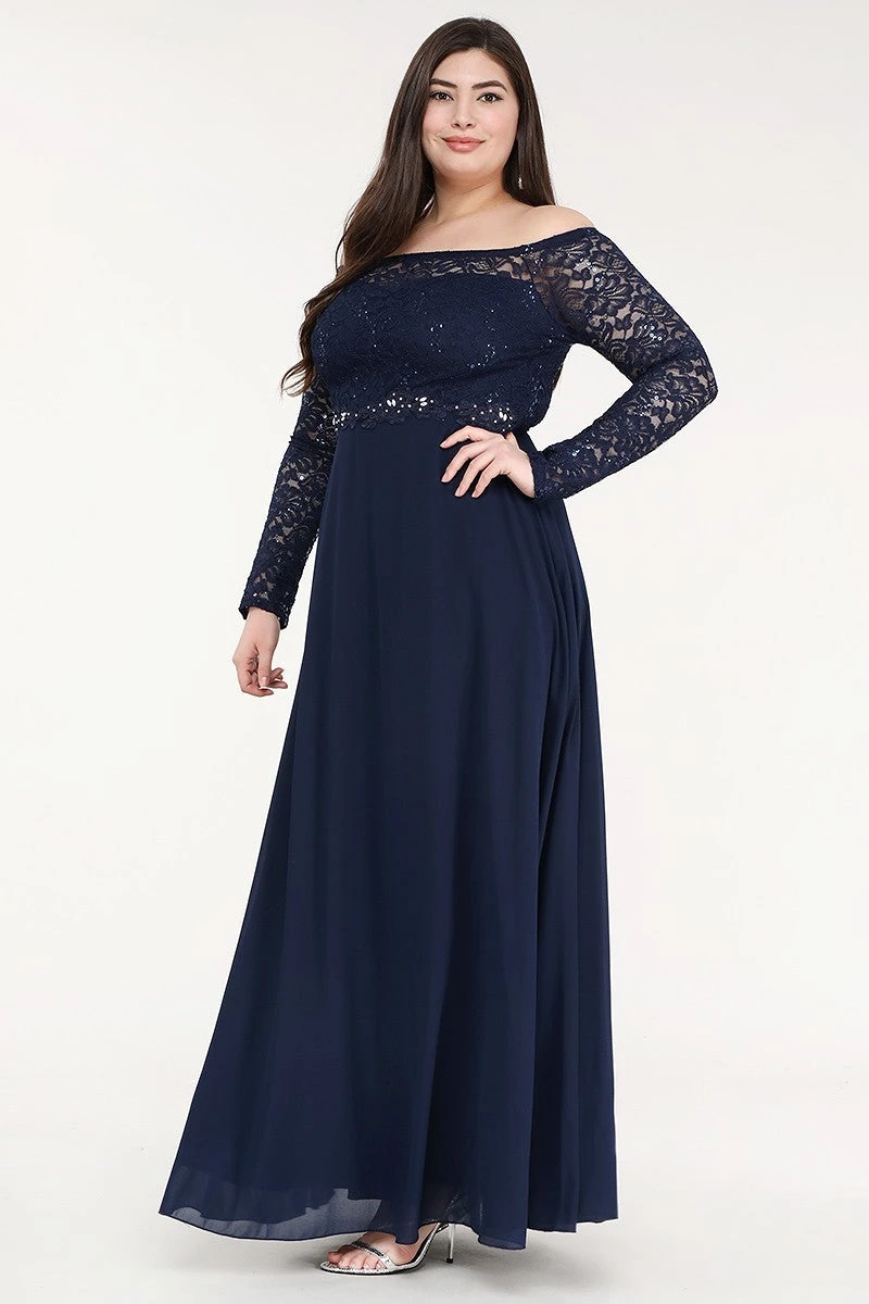 La Scala 25418 Plus Size Long Sleeved Lace Bodice A-Line Long Dress(La Scala 25418 Plus Size Long Sleeved Lace Bodice A Line Long Formal Dress) 4 La Scala 25418 Plus Size Long Sleeved Lace Bodice A-Line Long Dress(La Scala 25418 Plus Size Long Sleeved Lace Bodice A Line Long Formal Dress) - Image 2