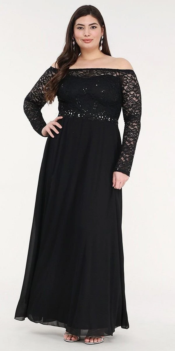 La Scala 25418 Plus Size Long Sleeved Lace Bodice A-Line Long Dress(La Scala 25418 Plus Size Long Sleeved Lace Bodice A Line Long Formal Dress) 10 La Scala 25418 Plus Size Long Sleeved Lace Bodice A-Line Long Dress(La Scala 25418 Plus Size Long Sleeved Lace Bodice A Line Long Formal Dress) - Image 8