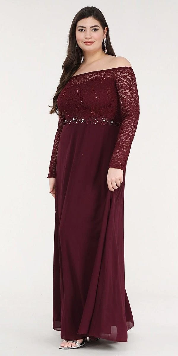 La Scala 25418 Plus Size Long Sleeved Lace Bodice A-Line Long Dress(La Scala 25418 Plus Size Long Sleeved Lace Bodice A Line Long Formal Dress) 9 La Scala 25418 Plus Size Long Sleeved Lace Bodice A-Line Long Dress(La Scala 25418 Plus Size Long Sleeved Lace Bodice A Line Long Formal Dress) - Image 7