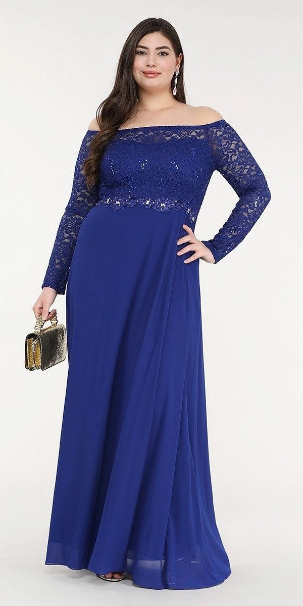 La Scala 25418 Plus Size Long Sleeved Lace Bodice A-Line Long Dress(La Scala 25418 Plus Size Long Sleeved Lace Bodice A Line Long Formal Dress) 5 La Scala 25418 Plus Size Long Sleeved Lace Bodice A-Line Long Dress(La Scala 25418 Plus Size Long Sleeved Lace Bodice A Line Long Formal Dress) - Image 3