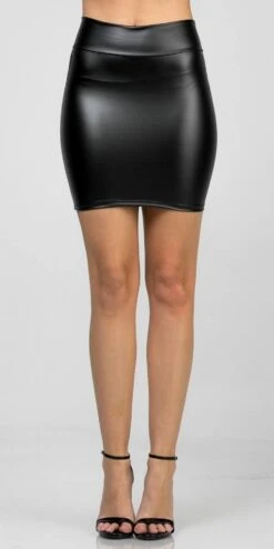 La Scala 25425 High-Waist Faux Leather Mini Skirt(La Scala 25425 High Waist Faux Leather Mini Skirt) -Dress Promotion Store 25425 la scala black