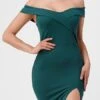 La Scala 25451 Knee Length Off-Shoulder Short Cocktail Dress With Slit(La Scala 25451 Off Shoulder Short Cocktail Dress With Slit) -Dress Promotion Store 25451 la scala hunter green asian 8fe285c7 44c4 4f22 acb8 01a9c070d002