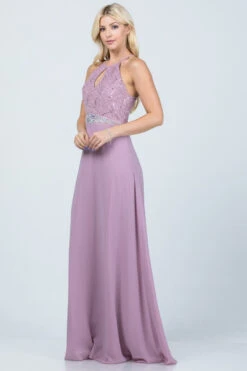 La Scala 25485 Halter Long A-Line Dress Keyhole Neckline(La Scala 25485 Halter Long A Line Formal Dress With Keyhole Neckline) -Dress Promotion Store 25485 la scala lavender side