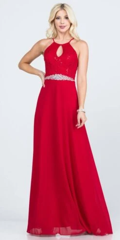 La Scala 25485 Halter Long A-Line Dress Keyhole Neckline(La Scala 25485 Halter Long A Line Formal Dress With Keyhole Neckline) -Dress Promotion Store 25485 la scala red 1ef57033 bd43 4a66 b1da ab76abbbbe64