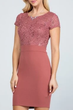 La Scala 25488 Short Pencil Dress Short Sleeve Lace Top Form Fit(Short Pencil Dress Black Short Sleeve Lace Top Form Fit) -Dress Promotion Store 25488 la scala dark mauve zoom 0dca3e08 c153 44ce a8c1 8db3df447a93