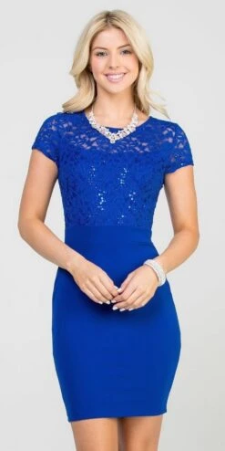 La Scala 25488 Short Pencil Dress Short Sleeve Lace Top Form Fit(Short Pencil Dress Black Short Sleeve Lace Top Form Fit) -Dress Promotion Store 25488 la scala royal blue 61371fde ba2f 41b1 943b 56d9cb6420f5