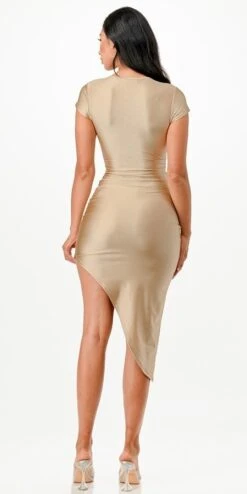 La Scala 25493 Short Sexy Asymmetrical Fitted Cocktail Dress Twisted Bodice(La Scala 25493 Short Sexy Asymmetrical Fitted Cocktail Dress Twisted Bodice) -Dress Promotion Store 25493 la scala dark beige back