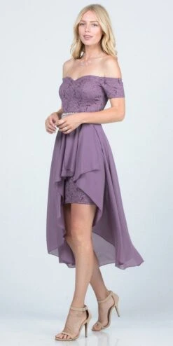 La Scala 25503 Embellished Waist High Low Cocktail Dress(La Scala 25503 Embellished Waist High And Low Cocktail Dress Black) -Dress Promotion Store 25503 la scala dark lavender side ffb2d07a 497e 42bb bd68 c642a9e57baa