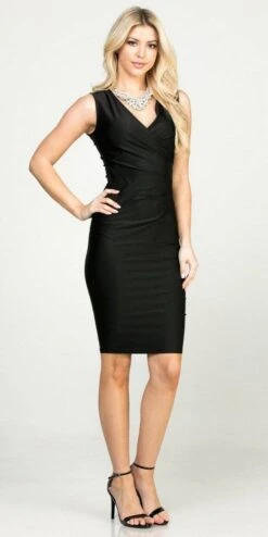 La Scala 25528 Short V-Neck Shimmering Cocktail Dress Sleeveless(La Scala 25528 V Neck Shimmering Cocktail Dress Sleeveless) -Dress Promotion Store 25528 la scala black side c1bdebd7 9775 4a4f b4d1 adf44b98de72